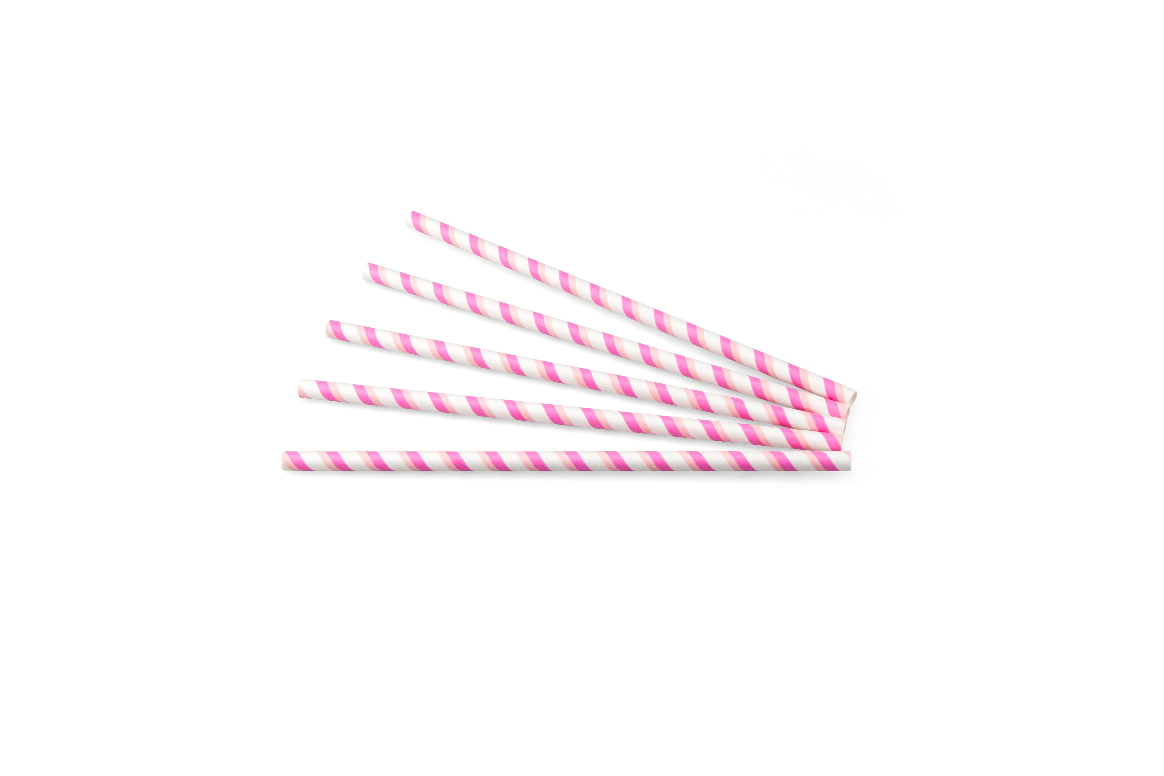 Drinkrietje papier streep roze-wit ø 8 mm / 24cm