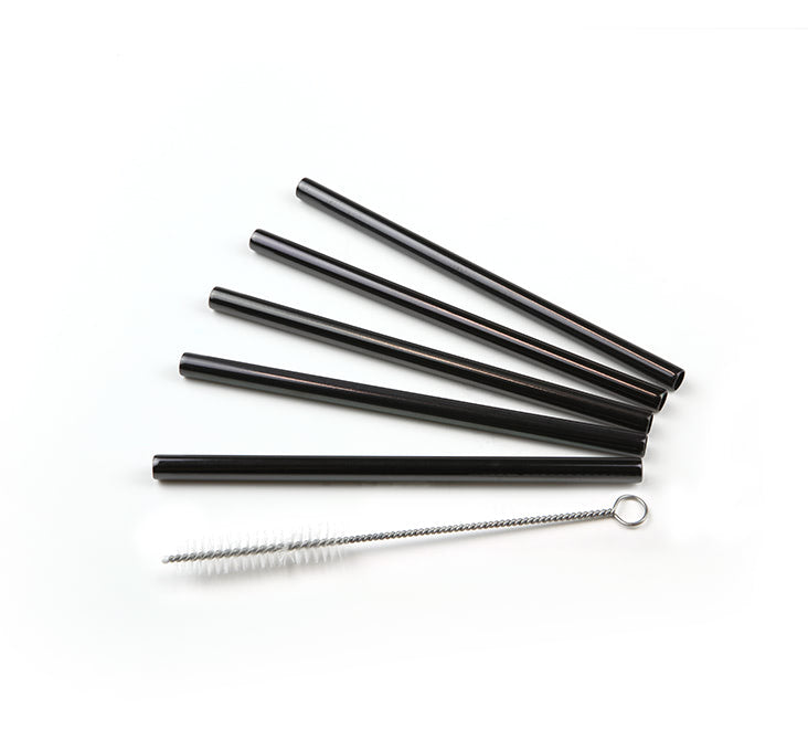 Drinkrietje RVS zwart ø 8 mm / 15cm