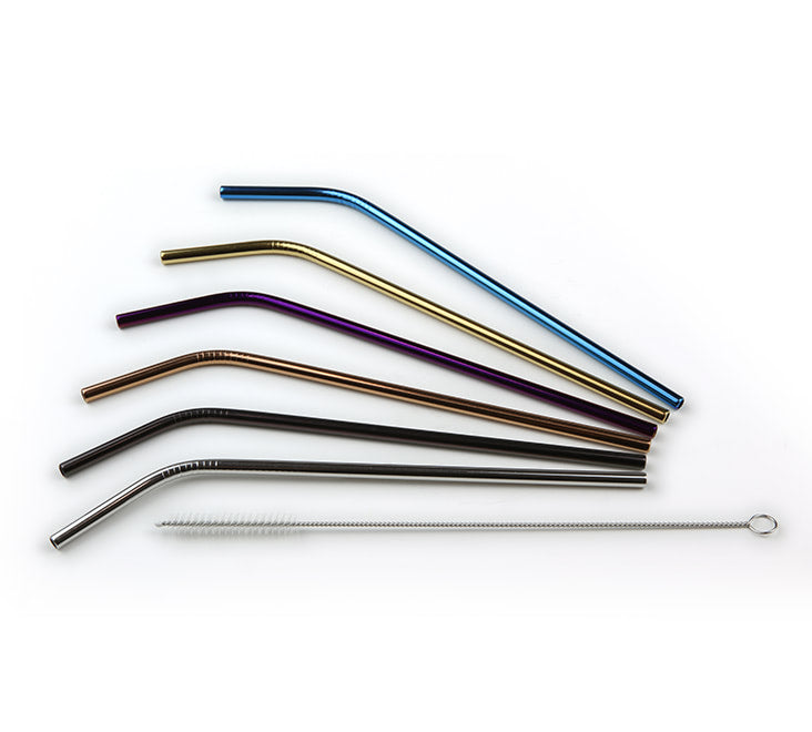 Gebogen rietje RVS assorti ø 6 mm / 23,5cm
