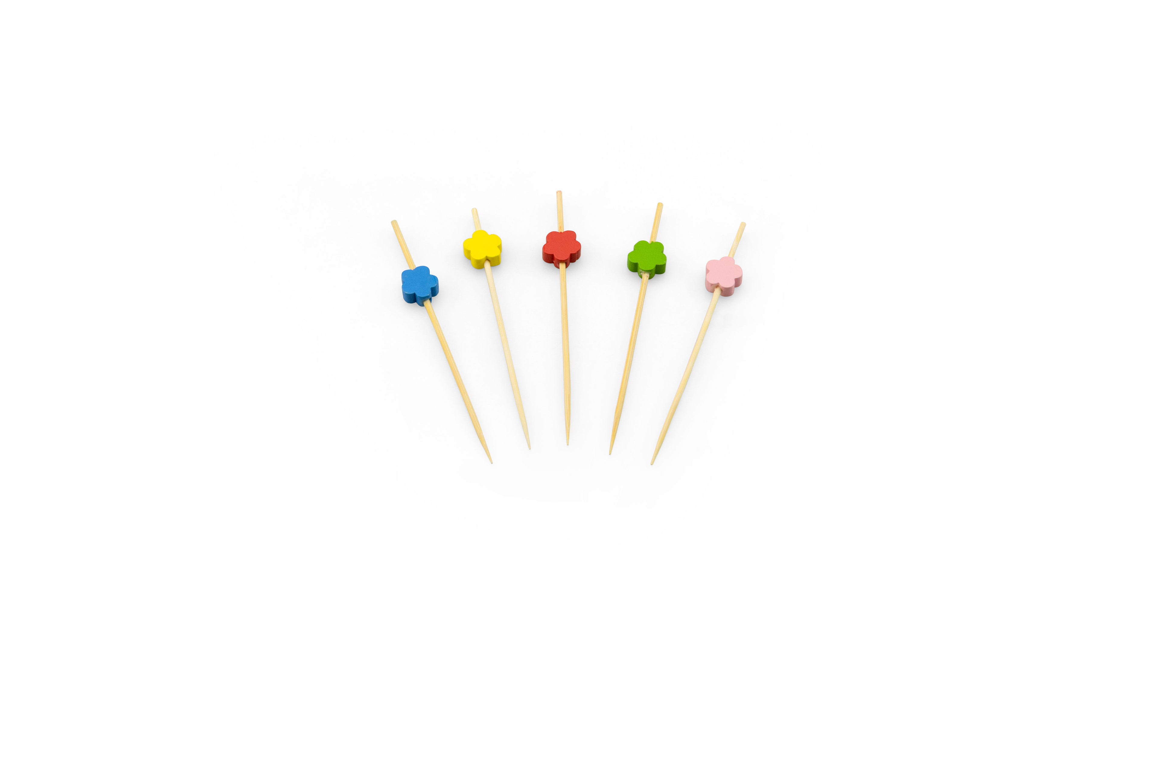 Prikker bamboe met bloem assorti 90 mm