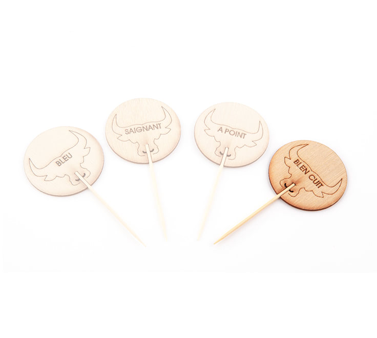 Steakmarker bamboe bien cuit (well done) 90 mm