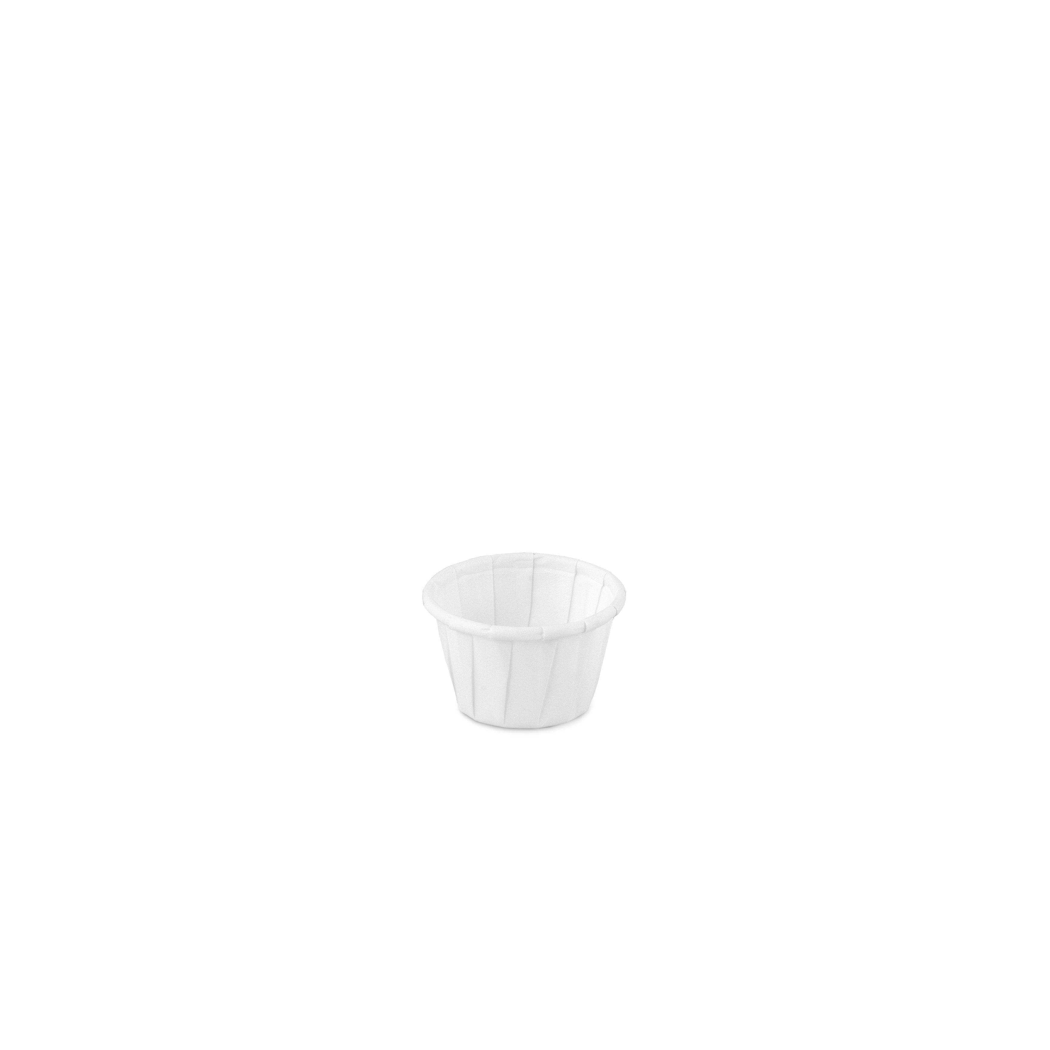 Bakje papier rond wit 0.5oz / 15ml ø 35,5 x h21mm