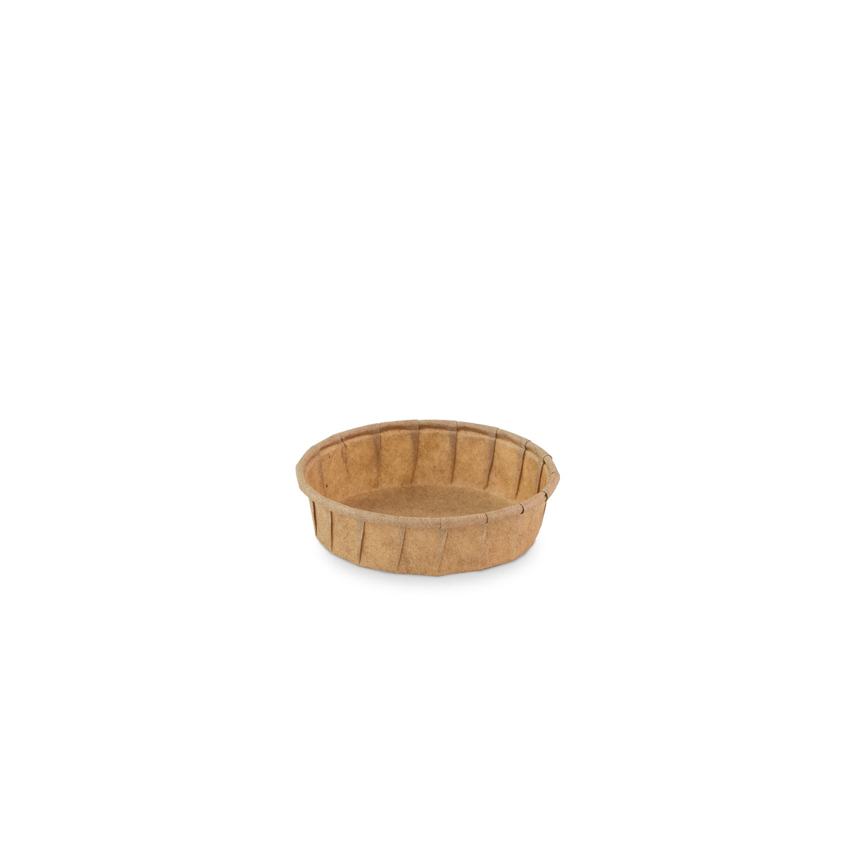 Bakje papier rond laag bruin 1.0oz / 30ml ø 60 x h15mm