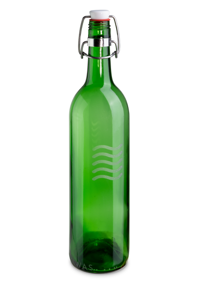 Iwas fles groen frosted Waves met dop, 70cl/23.7oz ø 7,4 x h31 cm