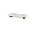Serveerplateau marmer wit, houten voet 40 x 20 x h5 cm