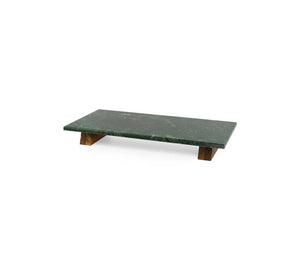 Servierplatte Marmor grün, Holzfuß 40 x 20 x H5 cm