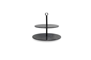 Etagere 2-stöckig Marmor schwarz ø30 x h26 cm