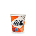 Enkelwandige kartonnen koffiebeker, full-colour bedrukt met een eigen logo
